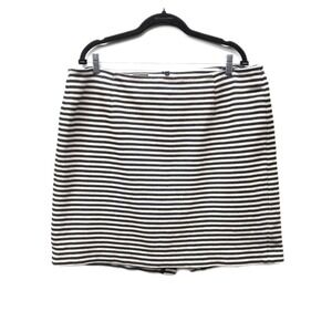 Talbots Petite Pencil Skirt Knit Black Cream Striped Elastic Waist Plus Sz 18WP